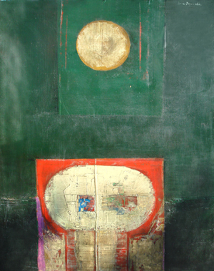 Roger Descombes, Hiroshima, 1970 - Abstrait «Hiroshima», huile sur massonite,  c.1970 - 74